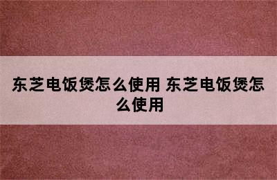 东芝电饭煲怎么使用 东芝电饭煲怎么使用